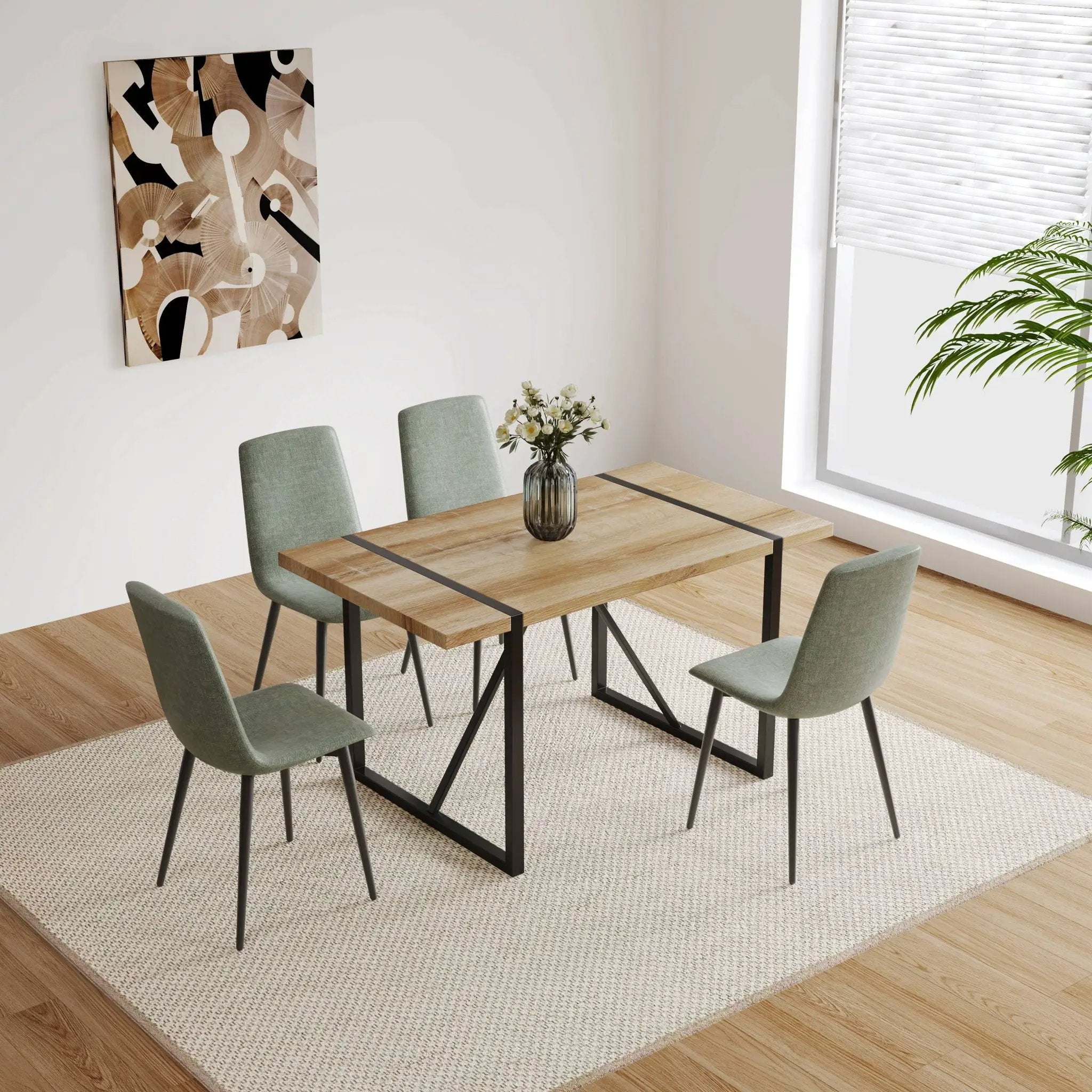 Modern Dining Table With Metal Legs For 4 - 6 Person by HouseOfZazla