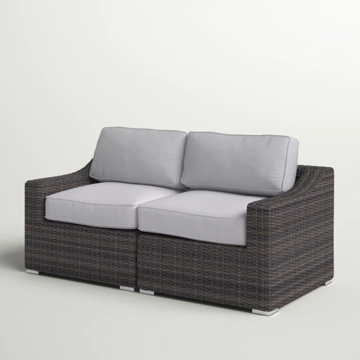 Wide Outdoor Loveseat with Cushions - Weather-Resistant Wicker, Dark Gray or Dark Brown, photo 10 of 14