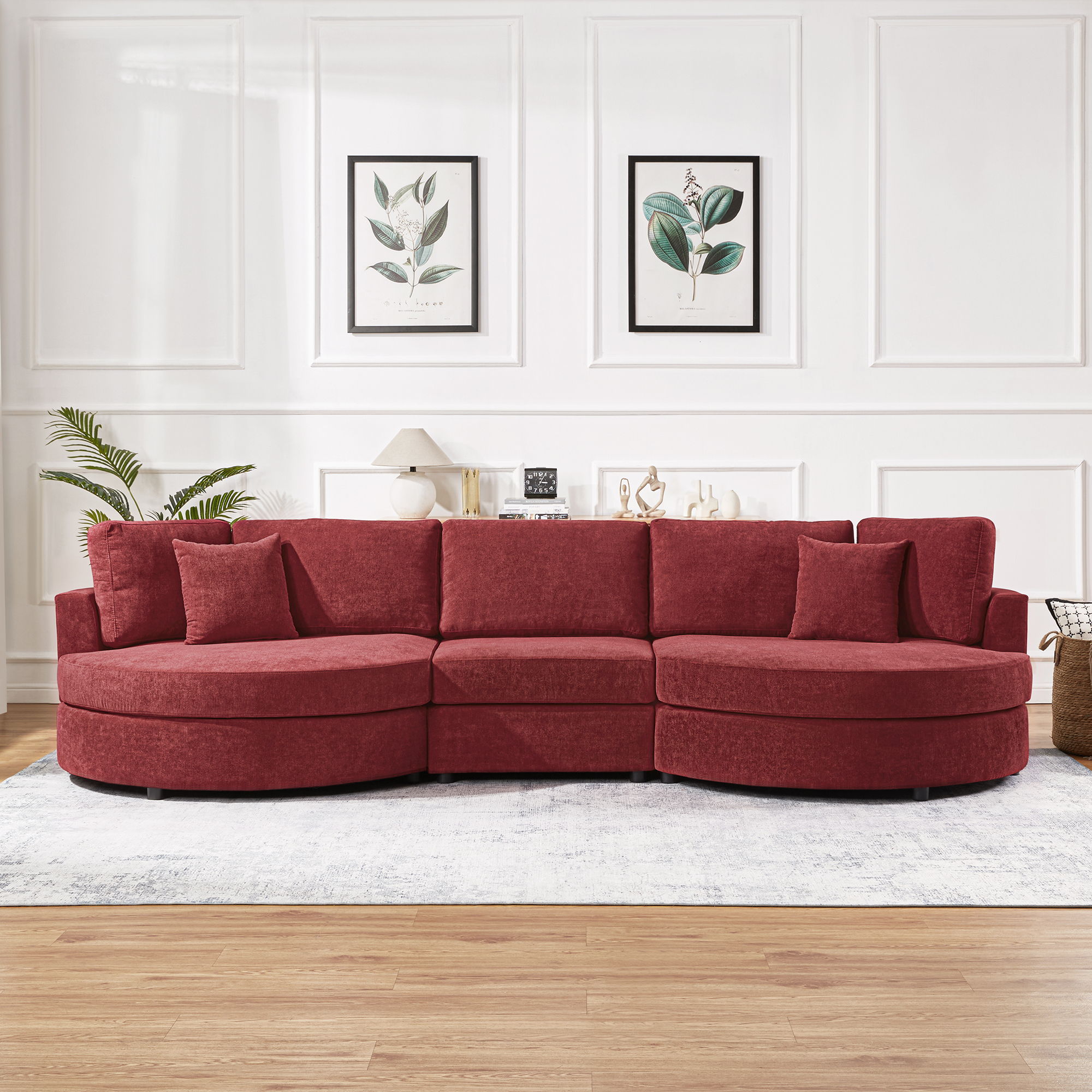 Modern 3 Seater Upholstered Sofa With Curved Design by HouseOfZazla