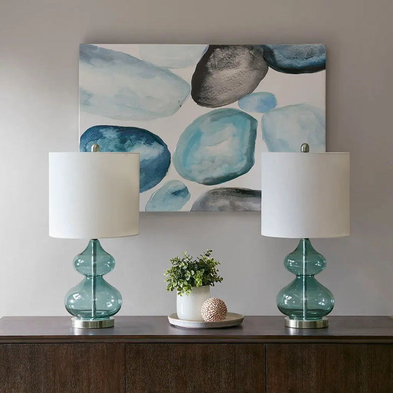 Ellipse Curved Glass Table Lamp, Set of 2 by HouseOfZazla