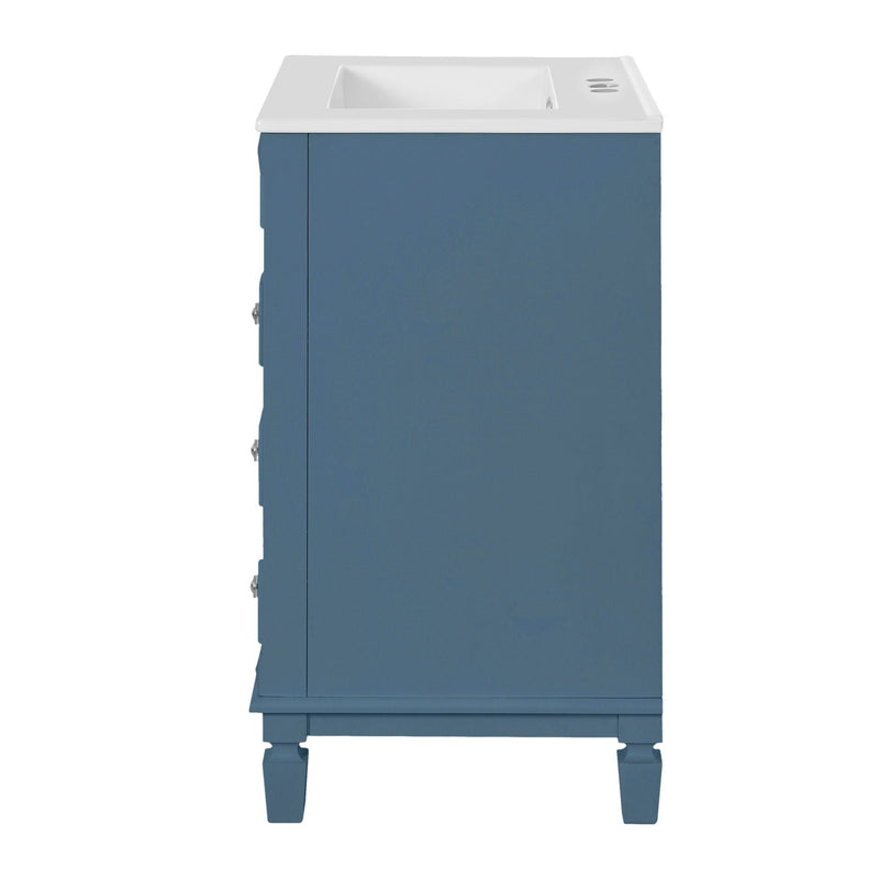 Bathroom Vanity With Ceramic Sink, Compact Cabinet With 2 Drawers And Adjustable Shelf - Blue by HouseOfZazla