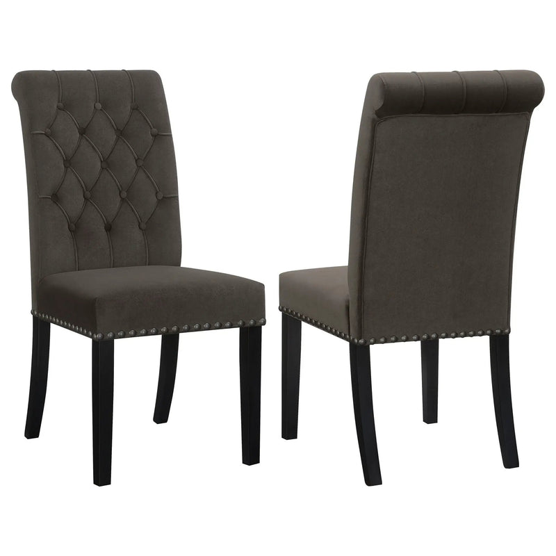 Side Chairs With Tufting Nailhead Trim (Set of 2) - Brown by HouseOfZazla