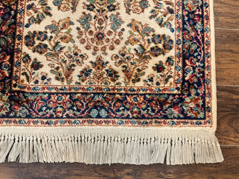 Karastan Rug 2.6 x 4, Karastan Ivory Sarouk #760, Vintage Wool Pile Small Karastan Carpet, Original Collection 700 Series Discontinued by Jewel Rugs