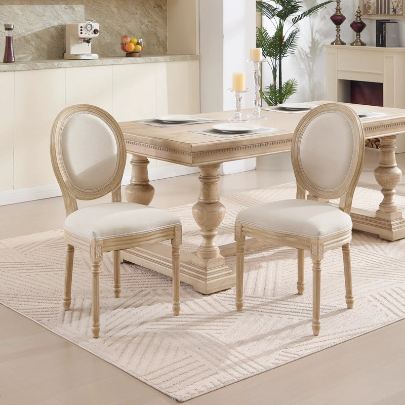French Country Dining Chairs Set of 2 with Upholstered Round Back by HouseOfZazla