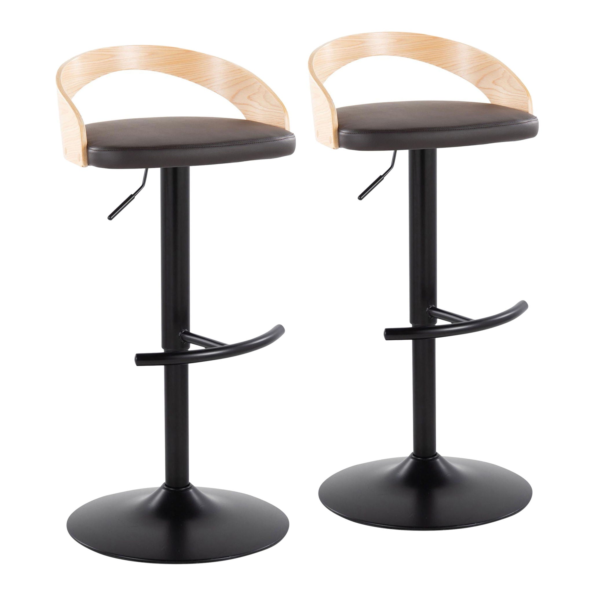 Grotto - Contemporary Adjustable Barstool With Swivel & Rounded T Footrest (Set of 2) by Unique Piece Furniture