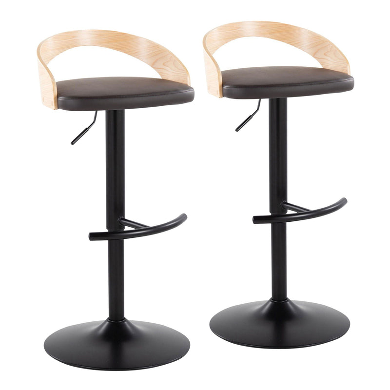 Grotto - Contemporary Adjustable Barstool With Swivel & Rounded T Footrest (Set of 2) by Unique Piece Furniture