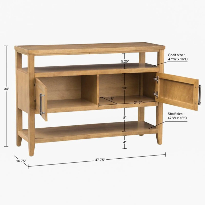 Naomi - 2 Door Storage Console Table With Ample Shelving - Natural by HouseOfZazla