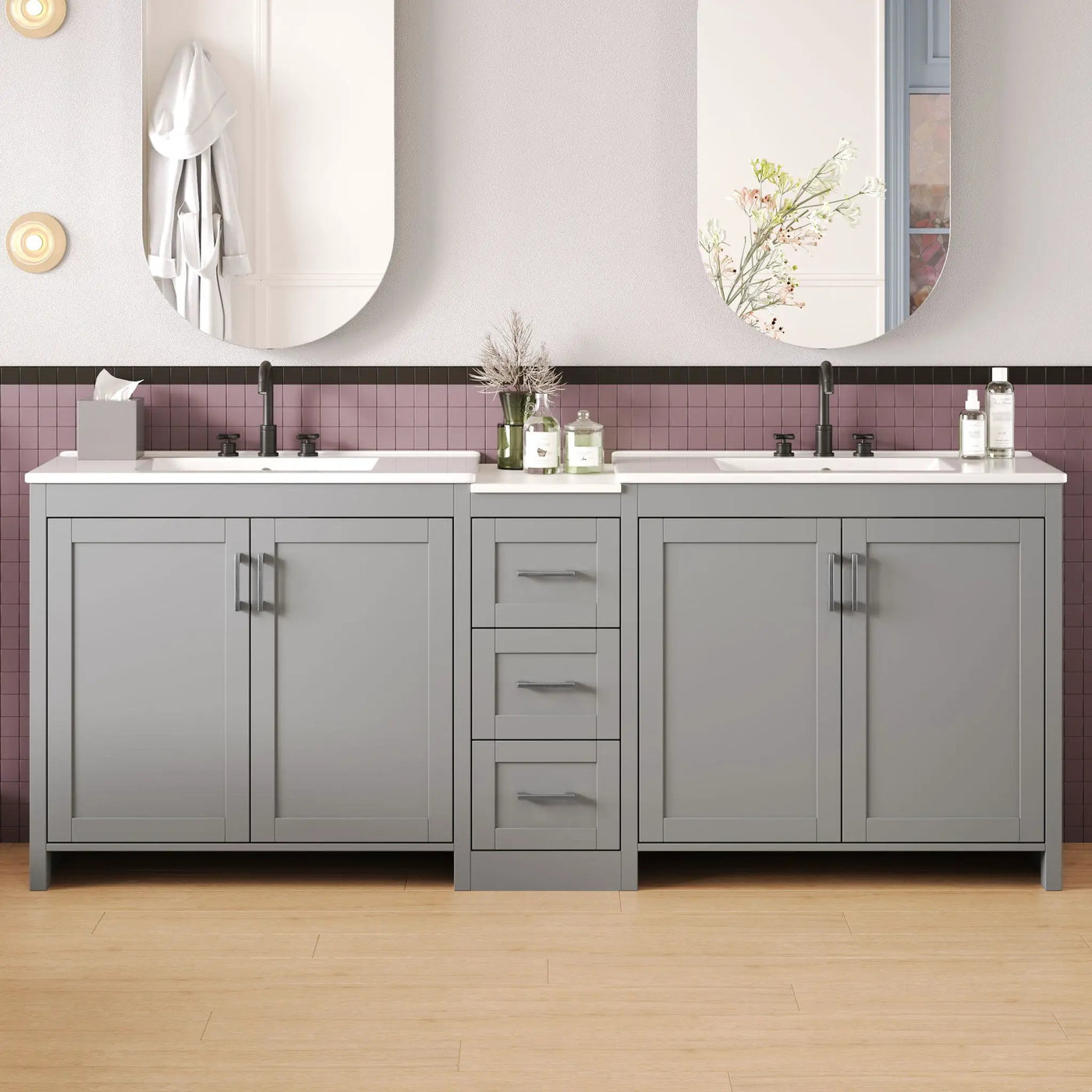 Double Sink Bathroom Vanity With Quartz Countertop by HouseOfZazla