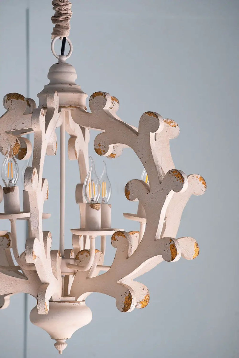 6 Light Chandelier, Hanging Light Fixture With Adjustable Chain For Kitchen, Bulb Not Included - White by HouseOfZazla