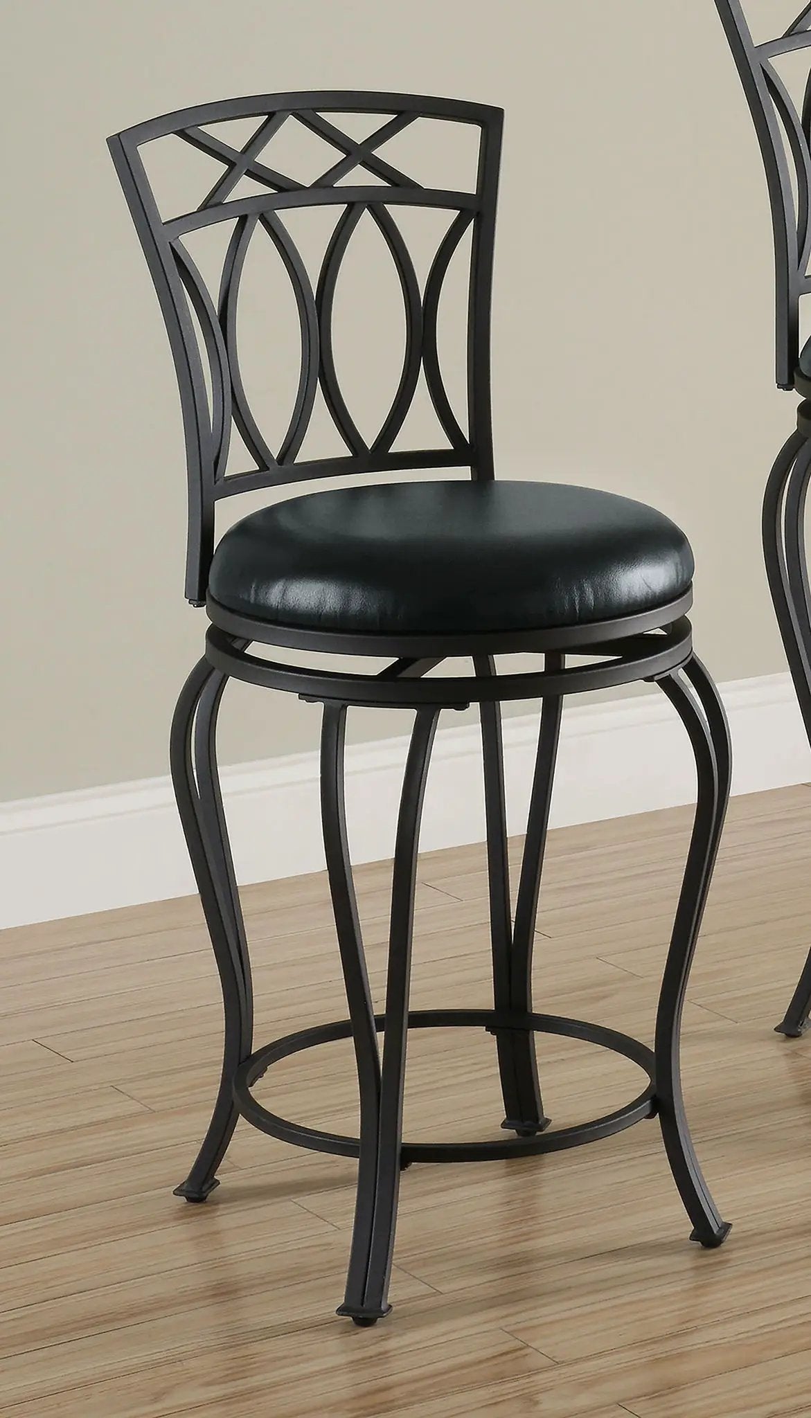Adamsville Upholstered Swivel Counter Height Stool Black by Unique Piece Furniture