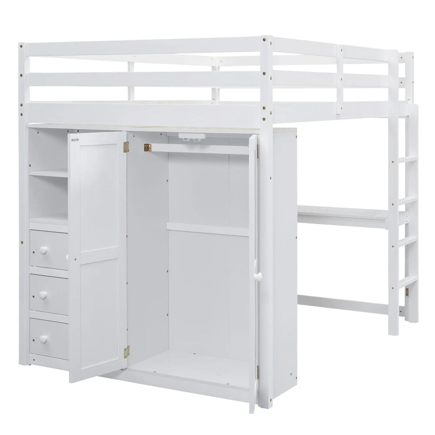 Loft Bed With Built In Wardrobe, Shelves And Drawers by HouseOfZazla