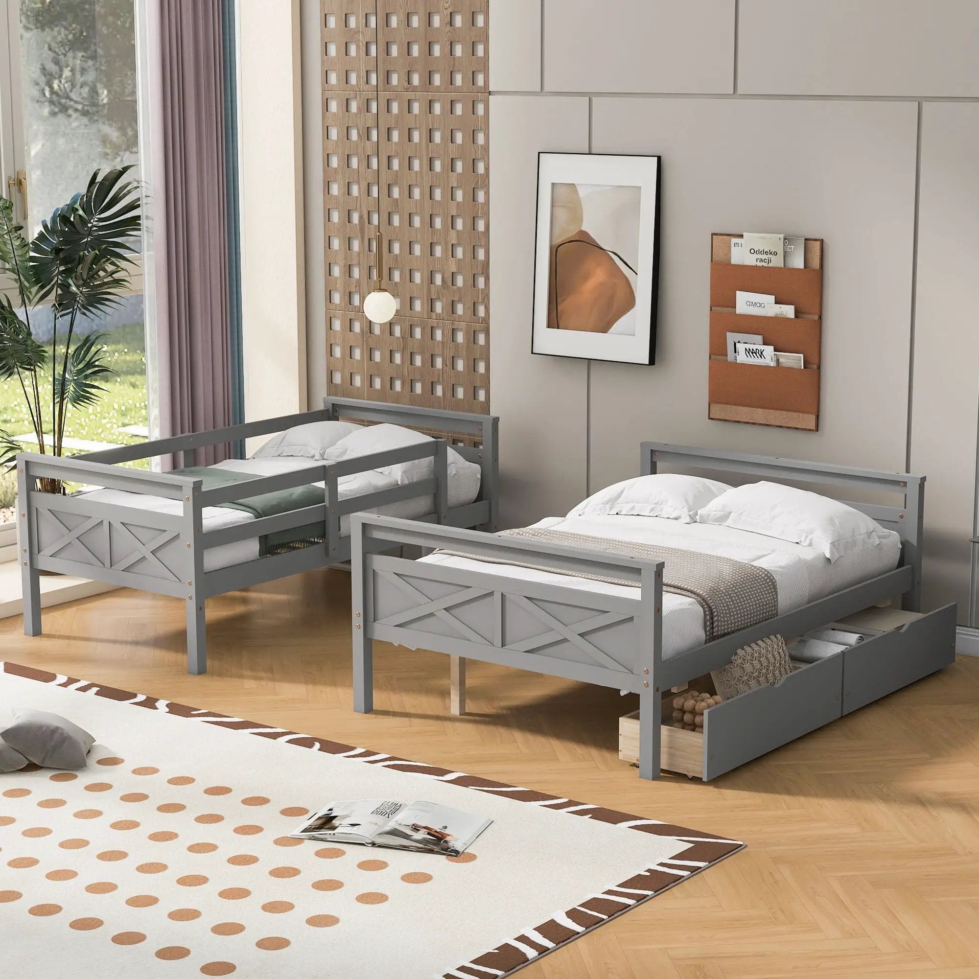 Bunk Bed With Ladder And Safety Guardrail by Unique Piece Furniture