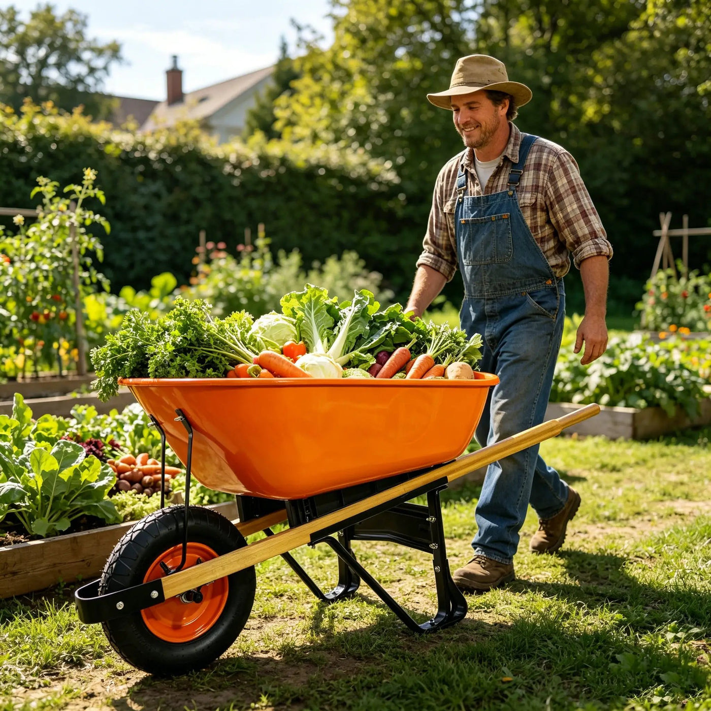 Steel Tray Wheelbarrow Two-Wheeled Trolley for Garden Use by HouseOfZazla