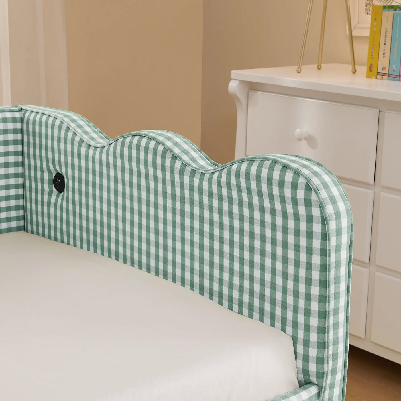 Gingham Daybed With USB Charging Port, Wave Shaped Design by HouseOfZazla