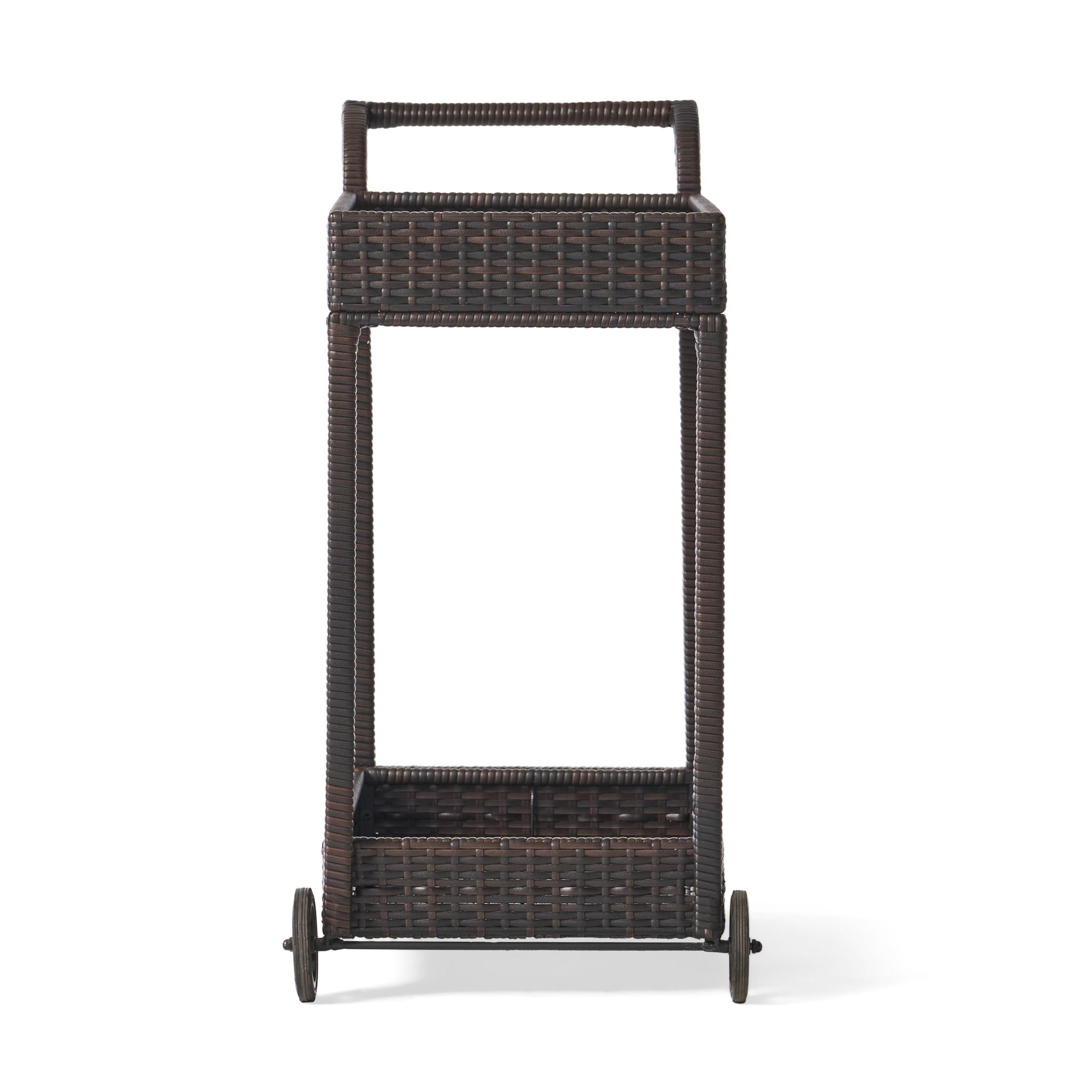 Resin Wicker Bar Cart With Metal Frame - Brown by HouseOfZazla