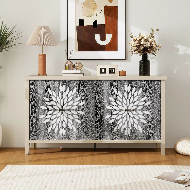 Modern Storage Cabinet With 4 Doors & Adjustable Shelves by HouseOfZazla