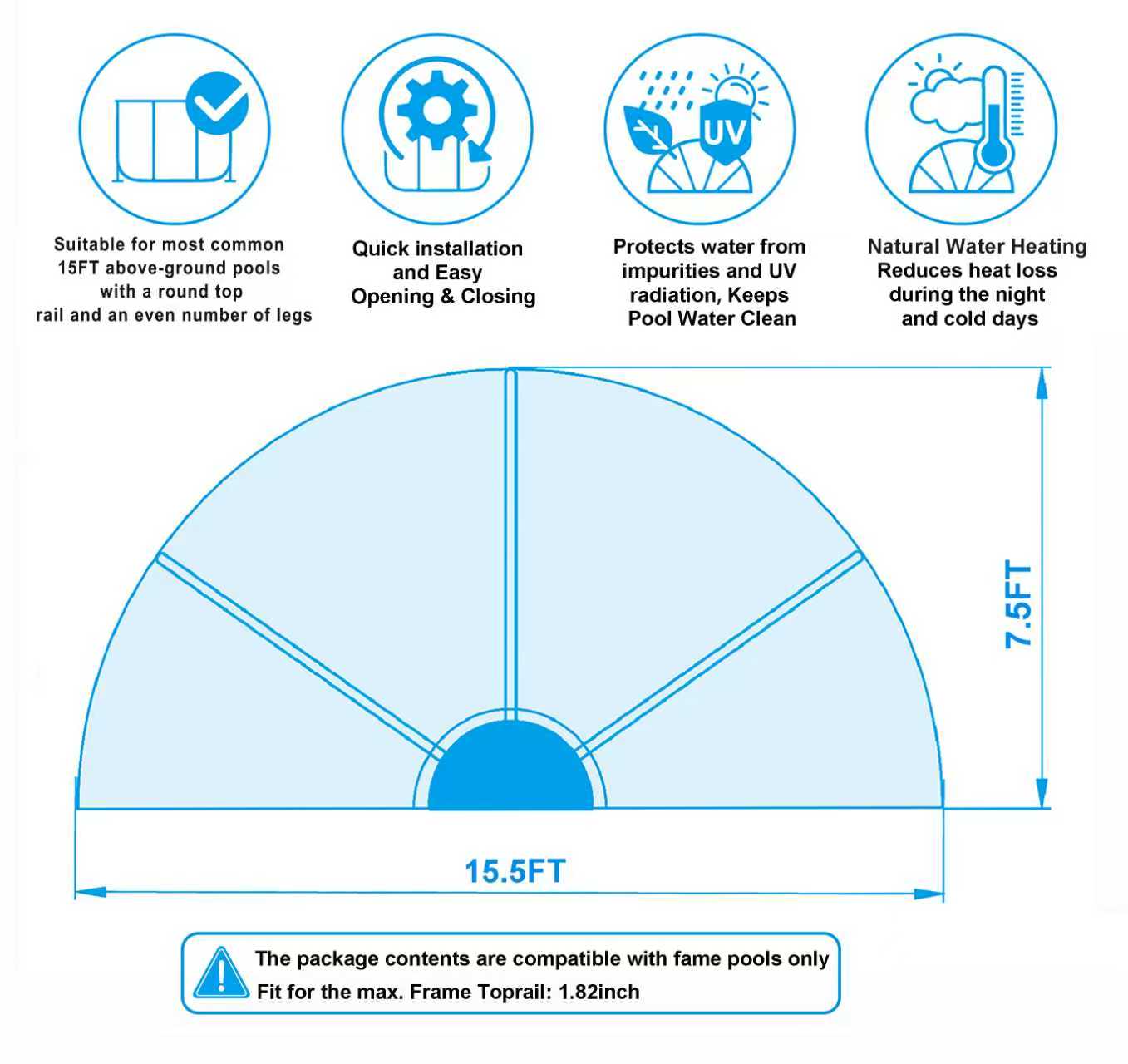 15 Ft Round Multifunctional All Weather Pool Dome Enclosure by HouseOfZazla