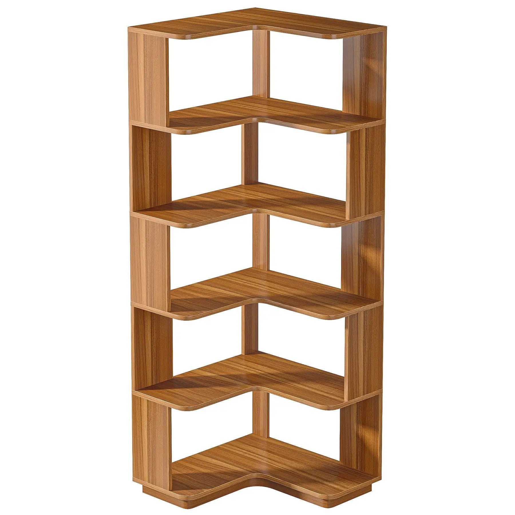 6 Tier Corner Bookshelf, L-Shaped Freestanding Shelf With Anti Drop Panels by HouseOfZazla