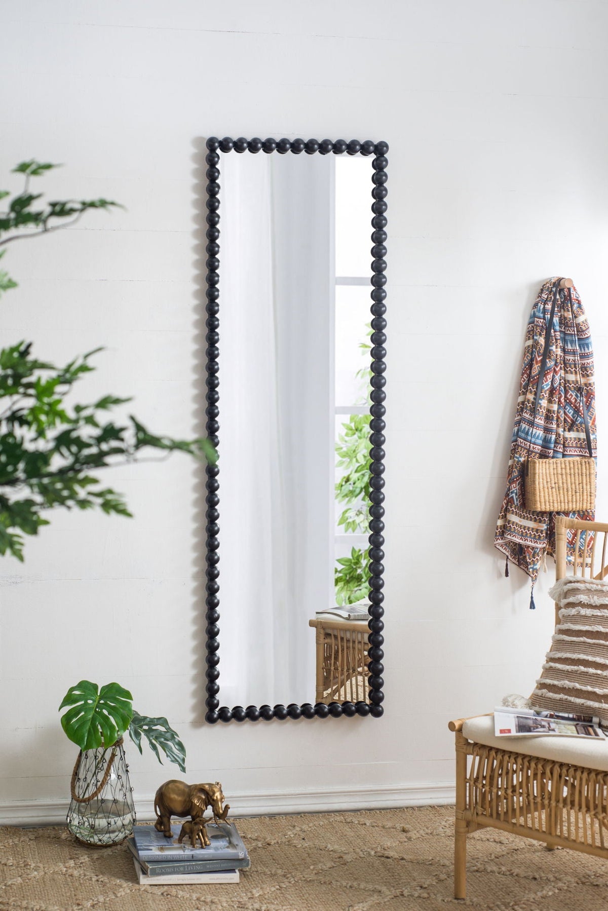 Full Length Mirror With Metal Beaded Frame - Black, photo 5 of 7