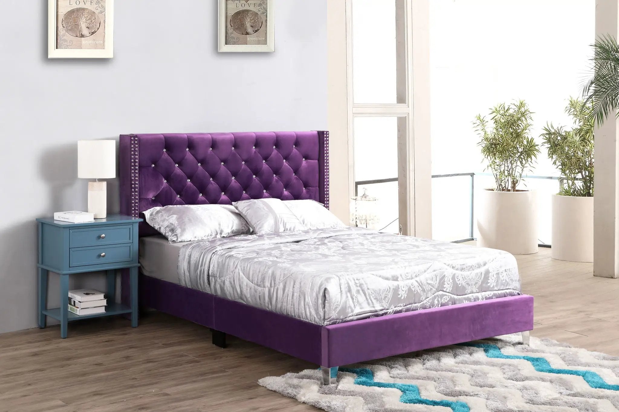 Upholstered Nailhead Trim Chic Bed by Unique Piece Furniture