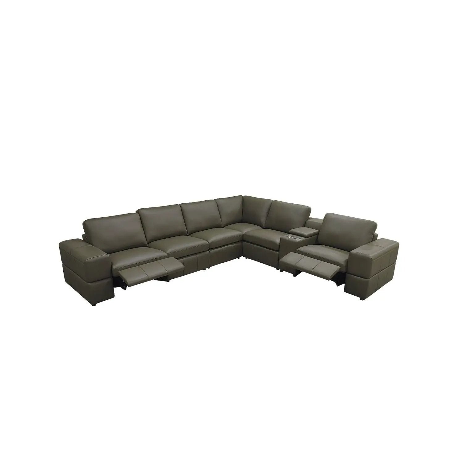 Upholstered Large Arms Sectional With Recliner Seats by Unique Piece Furniture