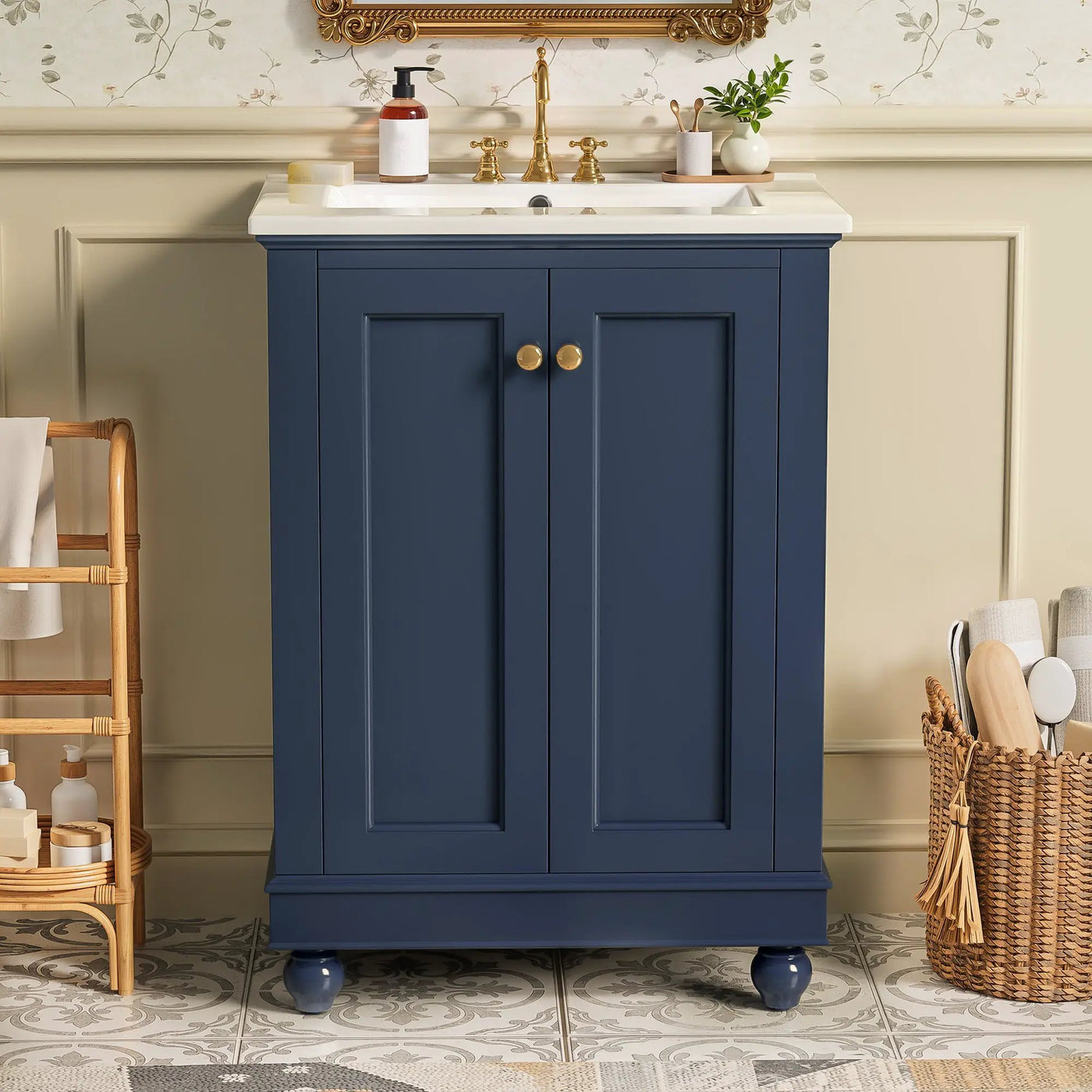 24 Inch Modern Bathroom Vanity Cabinet With Ceramic Sink by HouseOfZazla