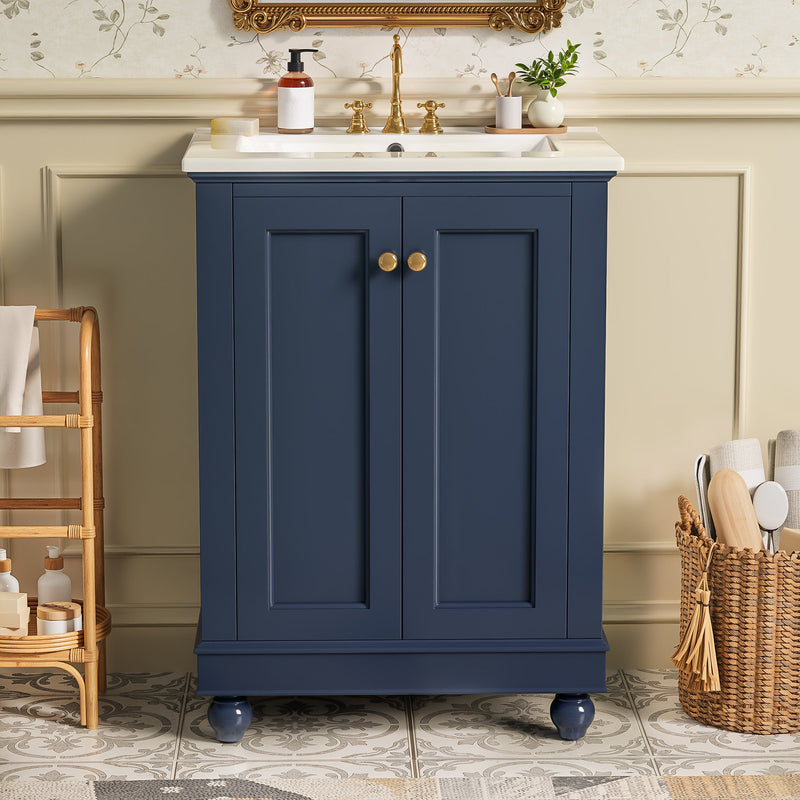 24 Inch Modern Bathroom Vanity Cabinet With Ceramic Sink by HouseOfZazla