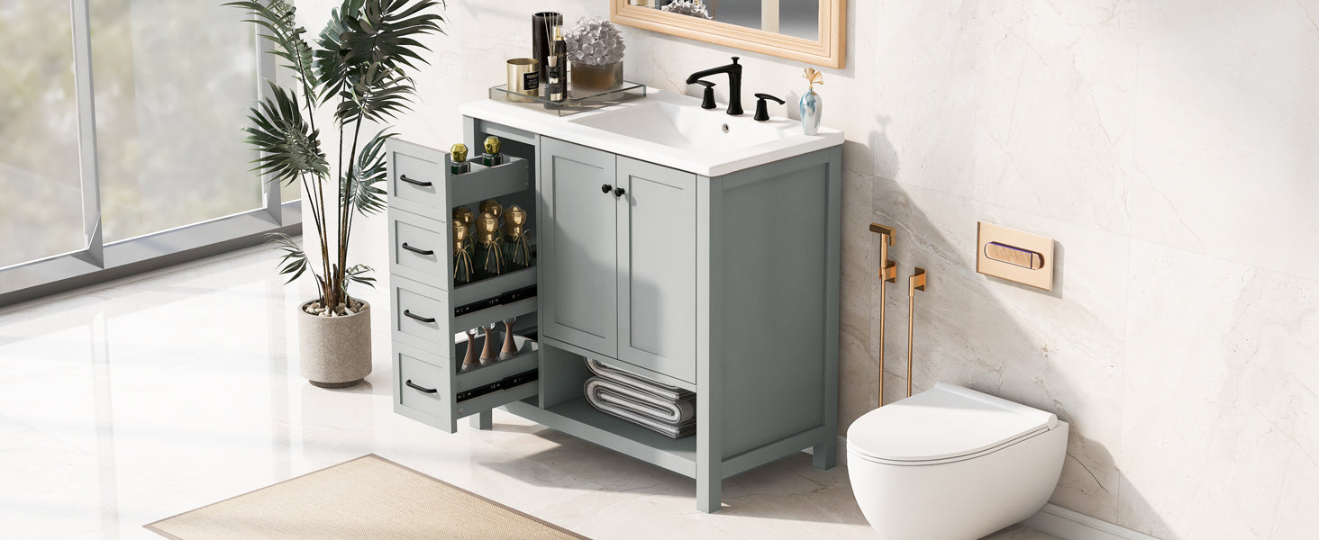 36" Bathroom Vanity with Sink Top and Storage Cabinet by HouseOfZazla