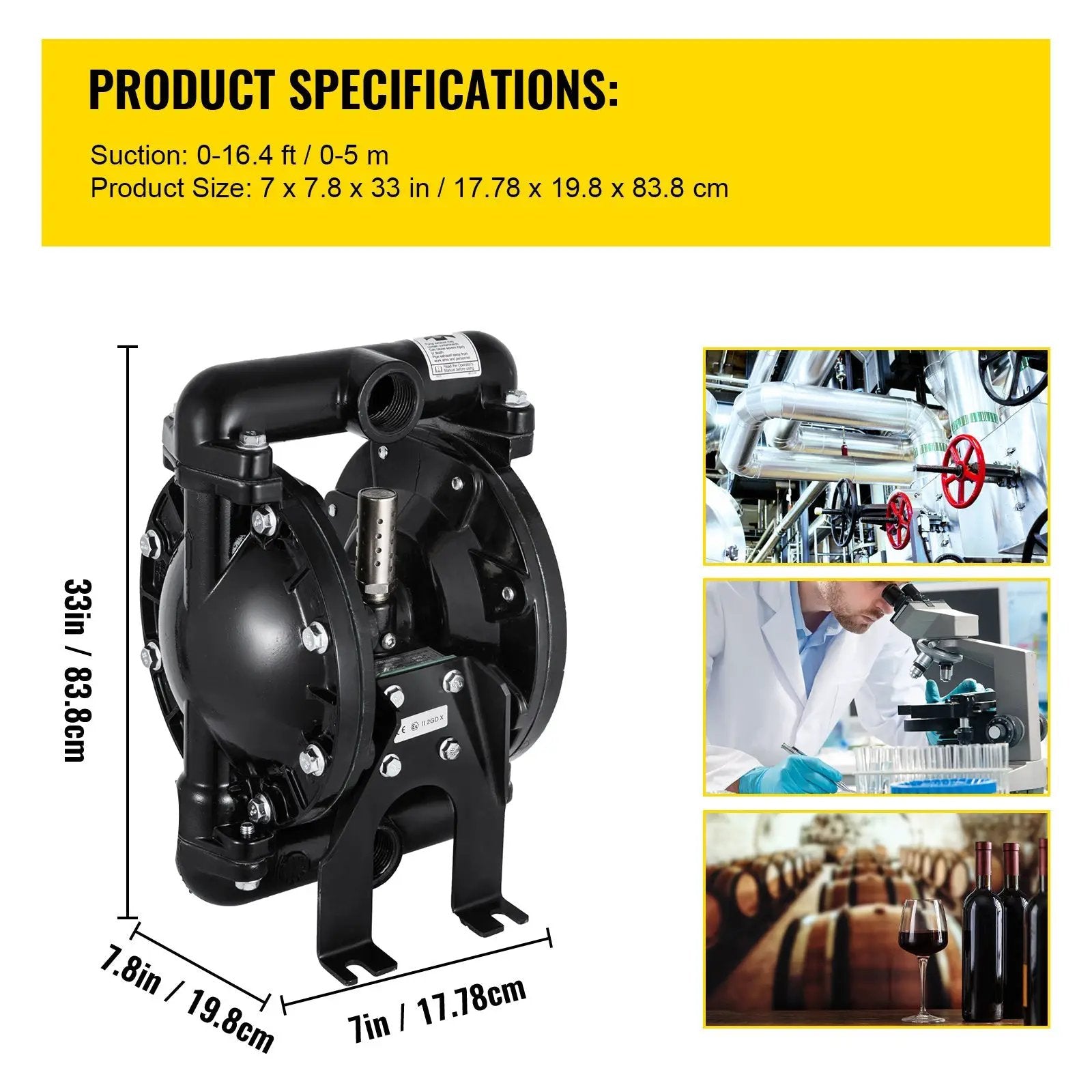 Air-Operated Double Diaphragm Pump 1 Inch Inlet/Outlet Aluminum by HouseOfZazla
