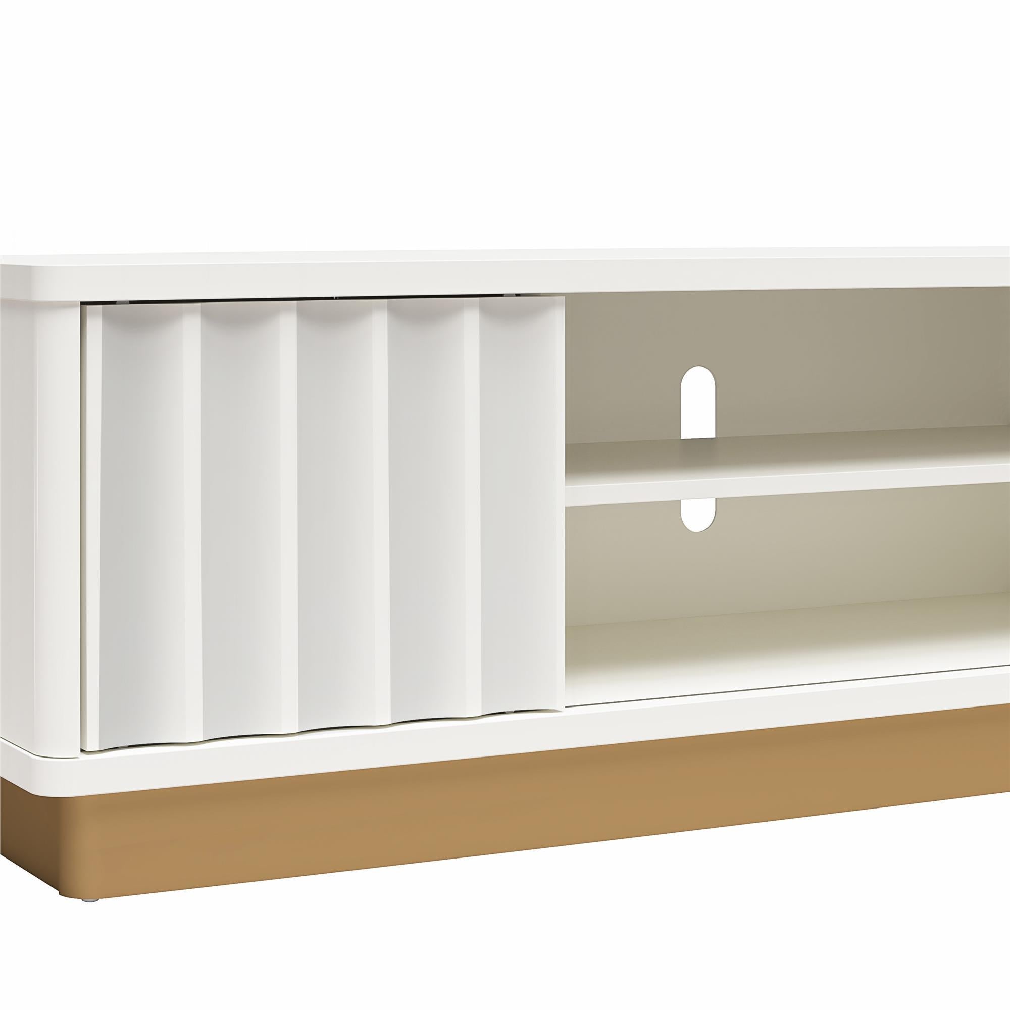 Rene - Scalloped TV Stand For TVs Up To 65" - White by HouseOfZazla