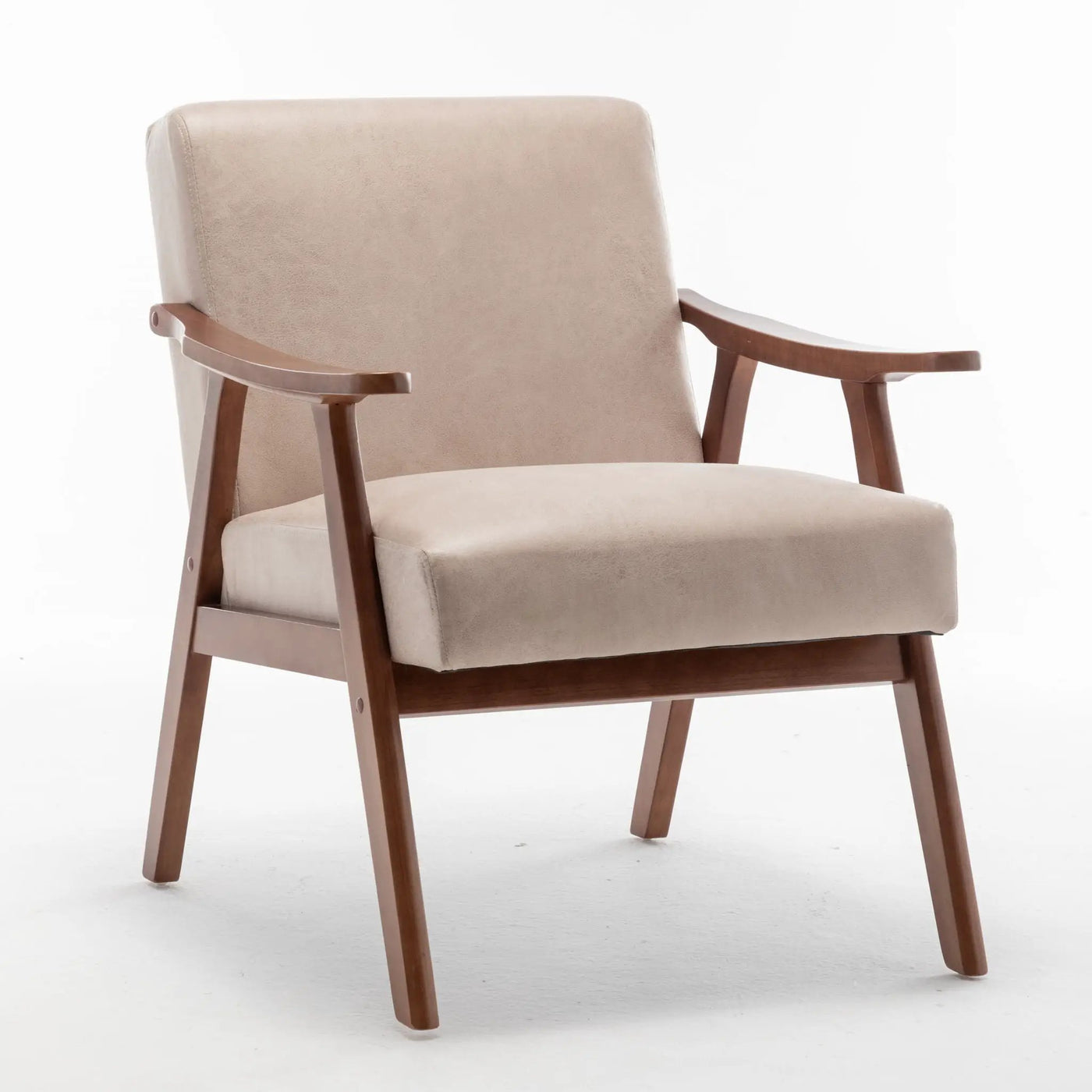 Mid Century Modern Accent Chair With Solid Wood Frame And Extra Thick Backrest by HouseOfZazla