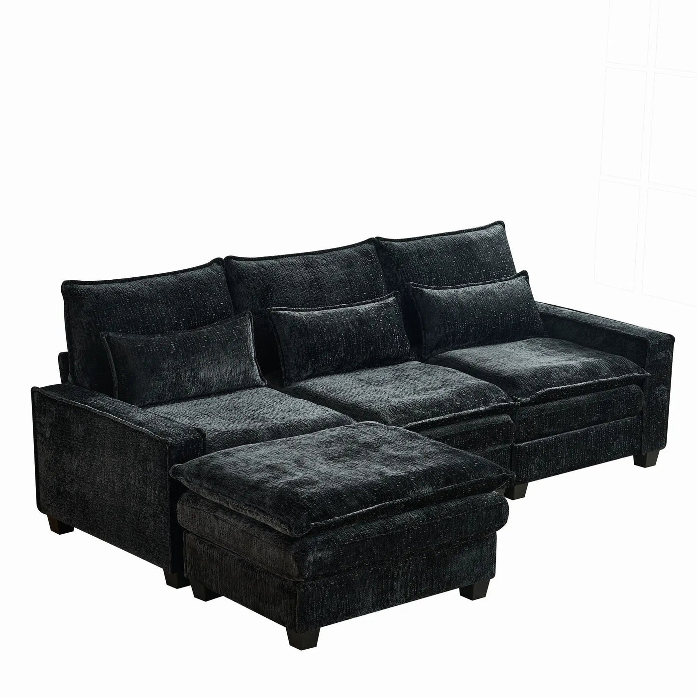 Modern Comfy L Shaped Sectional Sofa With Movable Ottoman by HouseOfZazla