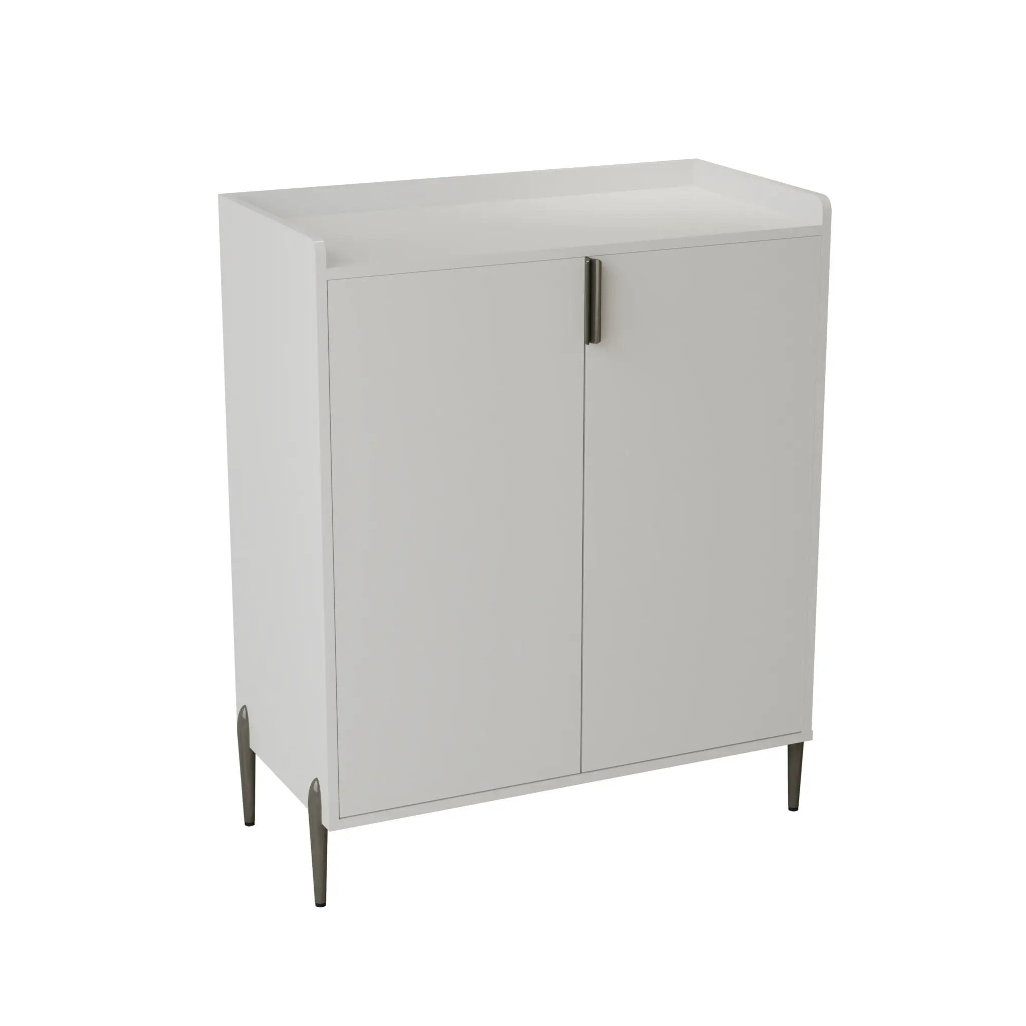 2 Door Wine Bar Cabinet With Adjustable Shelf, Soft-Closing Hinges, And High Feet - White by HouseOfZazla
