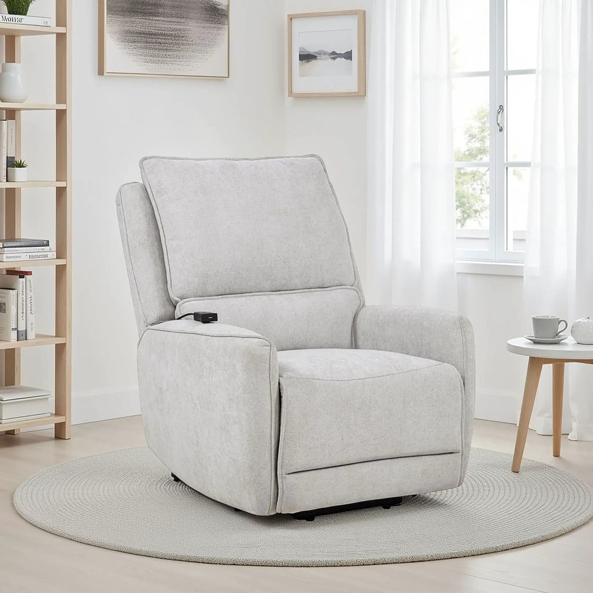 Sylmar Chenille Upholstered Dual Power Lift Recliner Dove Grey by Unique Piece Furniture
