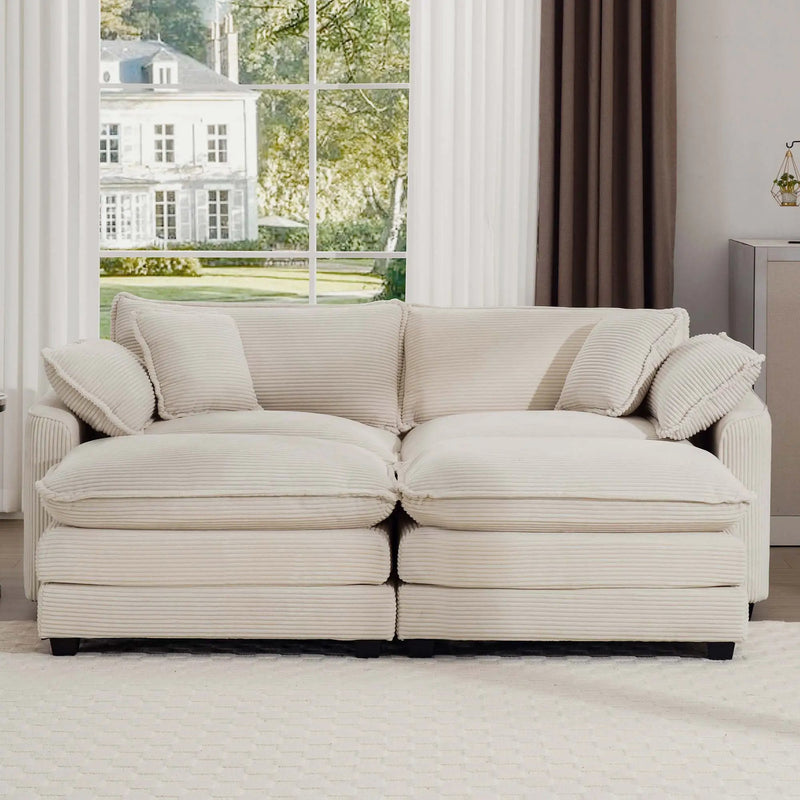 Modern Oversized Modular Cushion Sofa With Ottoman, Low Back, Deep Seating Sofa Set by Unique Piece Furniture