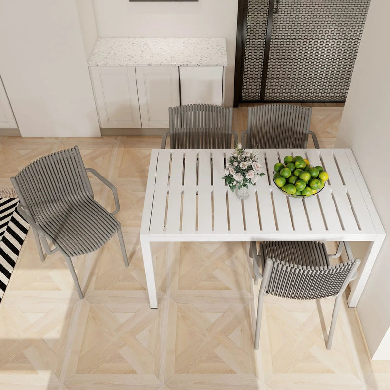 4 Modern Stackable Armchair Matched With Long Table by Unique Piece Furniture