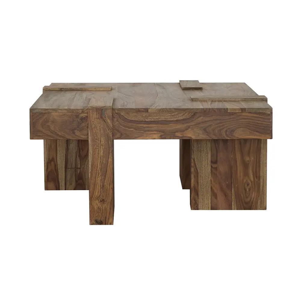 Samira Square Solid Wood Coffee Table Natural Sheesham by Unique Piece Furniture