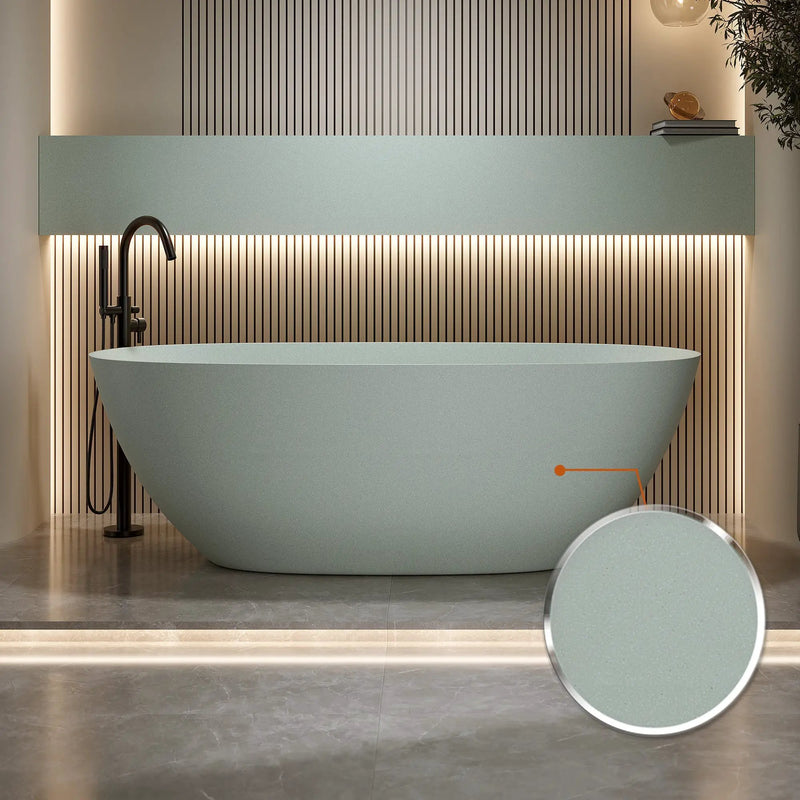 69'' Freestanding Bathtub Resin Stone Soaking Bathtub by HouseOfZazla