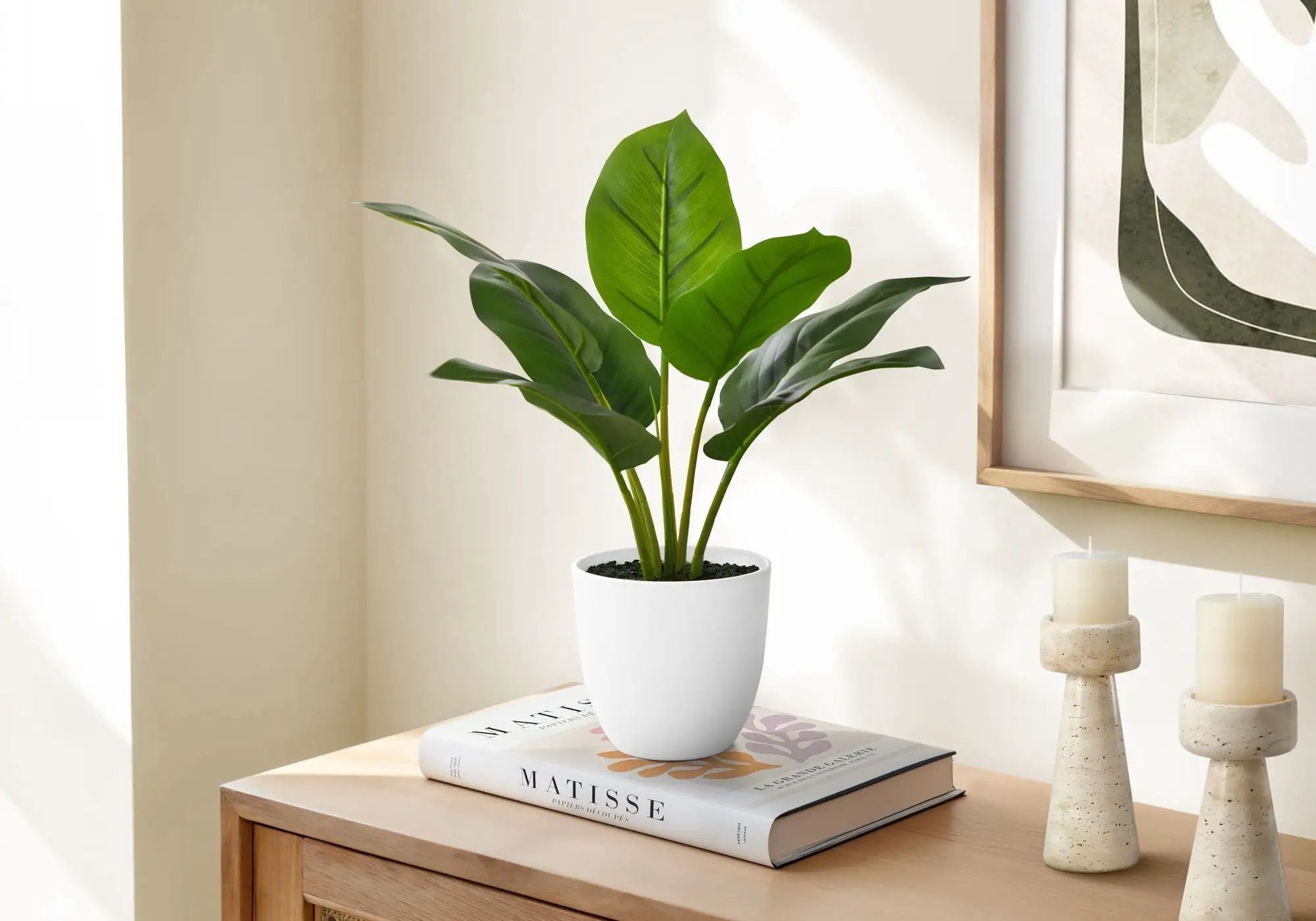 17" Tall Aureum Artificial Indoor Plant in White Pot by HouseOfZazla
