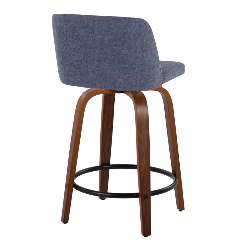 Toriano - Mid Century Modern, Fixed Height Counter Stool & Swivel And Round Footrest (Set of 2) by HouseOfZazla