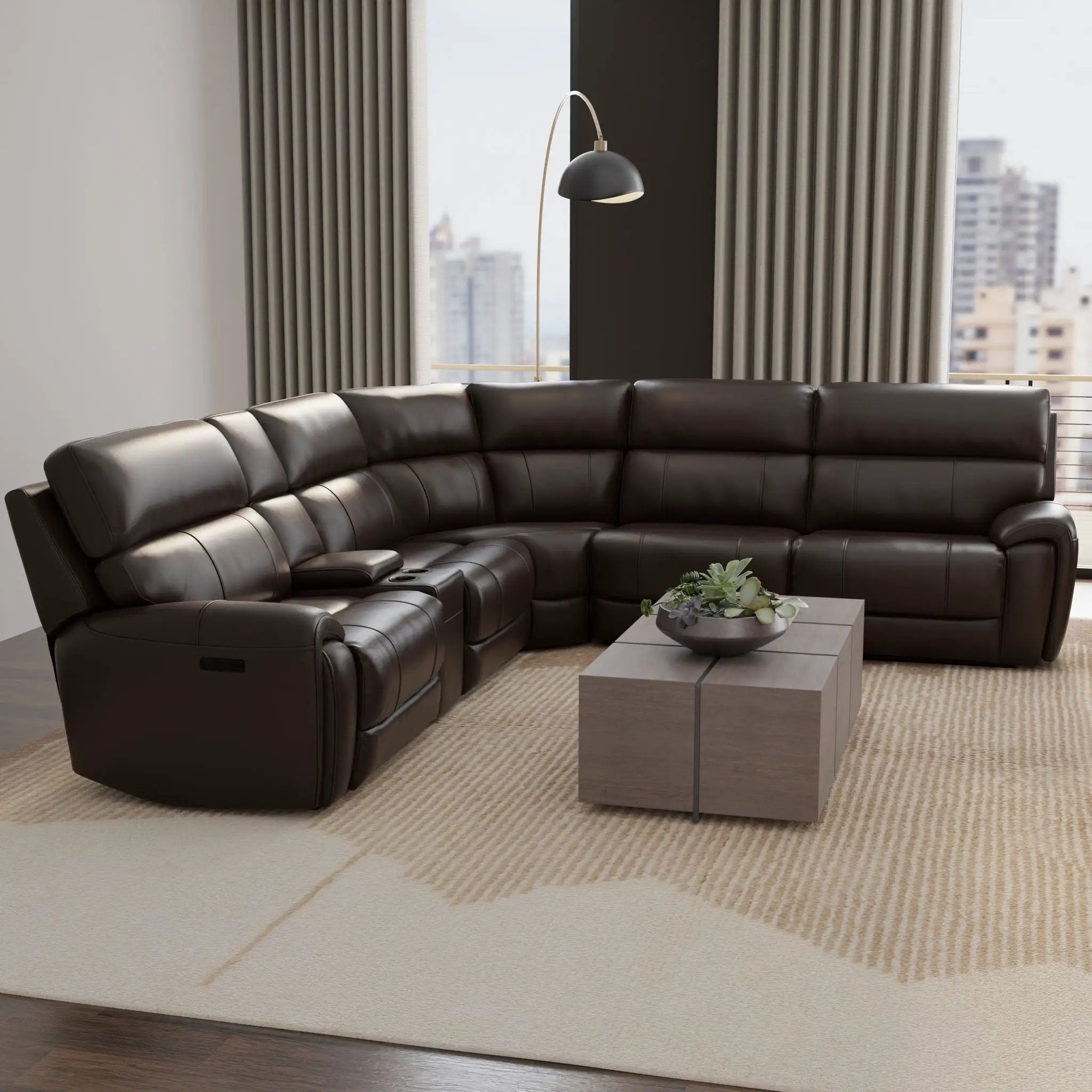 Brazil - Power Sectional With Adjustable Headrest & Footrest - Dark Brown by Unique Piece Furniture