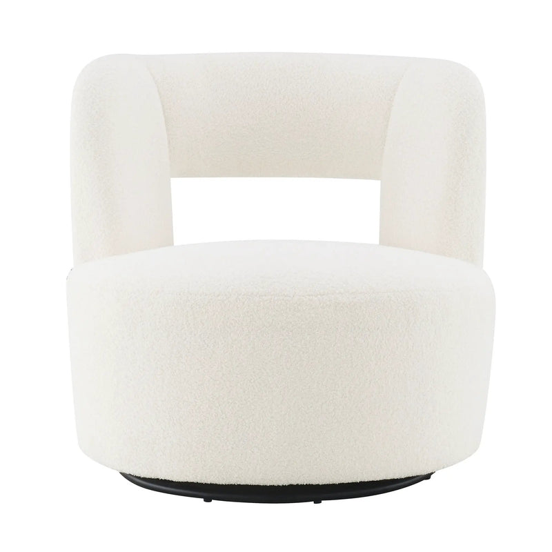 Swivel Comfy Round Barrel Chair With Soft Teddy Fabric For Living Room by HouseOfZazla