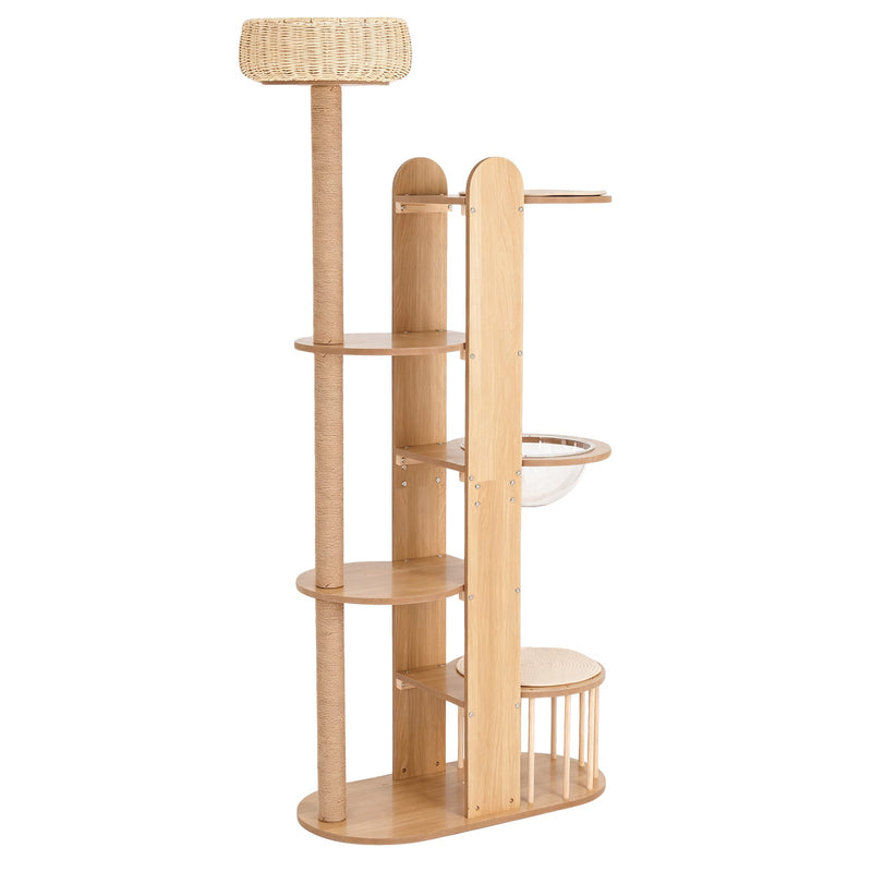 Multi-Level Wood Cat Tree Tower with Sisal Scratching Post - Natural Wood, photo 7 of 8