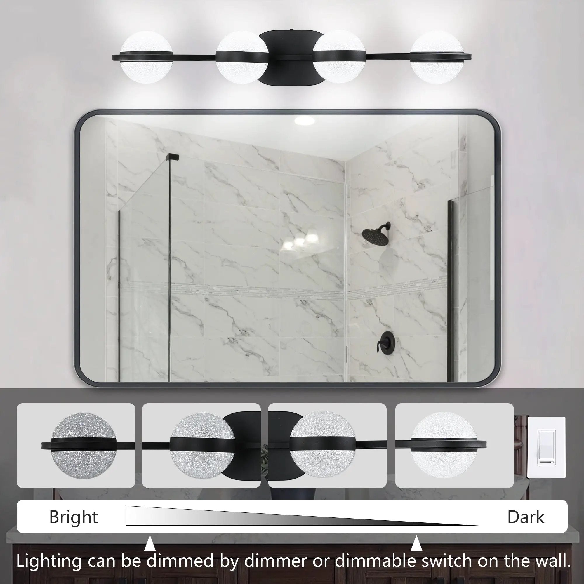 30" Black Minimalist LED Bathroom Vanity Light by HouseOfZazla