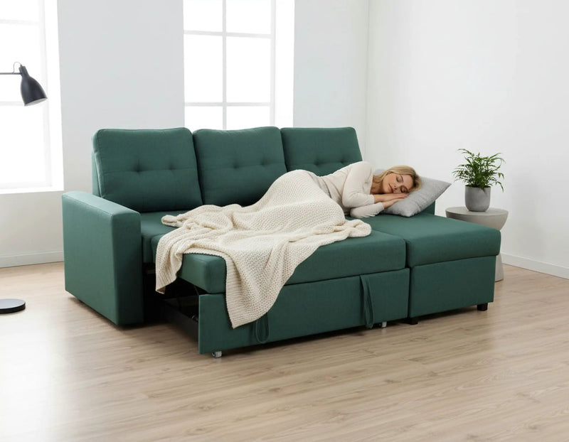 Convertible L Shaped Sectional Sleeper Sofa Bed, Saving Pull Out Couch by HouseOfZazla