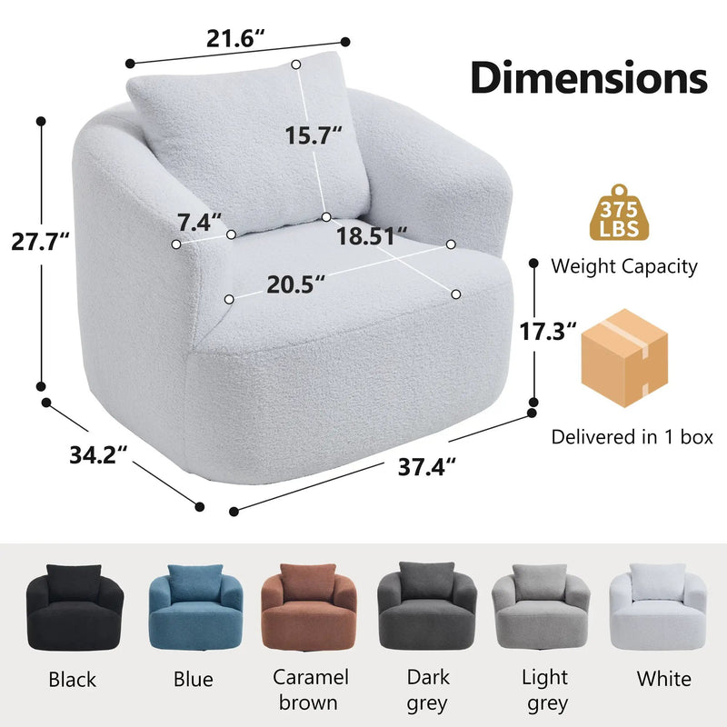 360° Swivel Round Upholstered Comfy Chair by HouseOfZazla