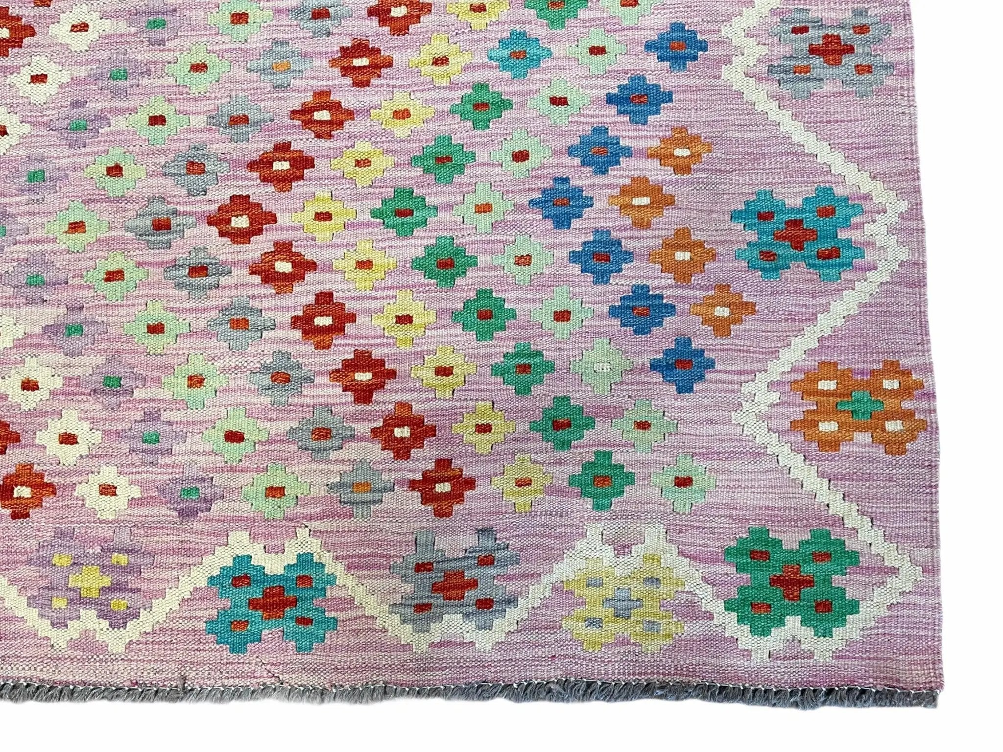 Pink Kilim Rug 6x8 Colorful Turkish Kilim Rug 6 x 8 Flat Weave Kilim Playful Kilim Multicolor Anatolian Chobi New Kilim by Jewel Rugs