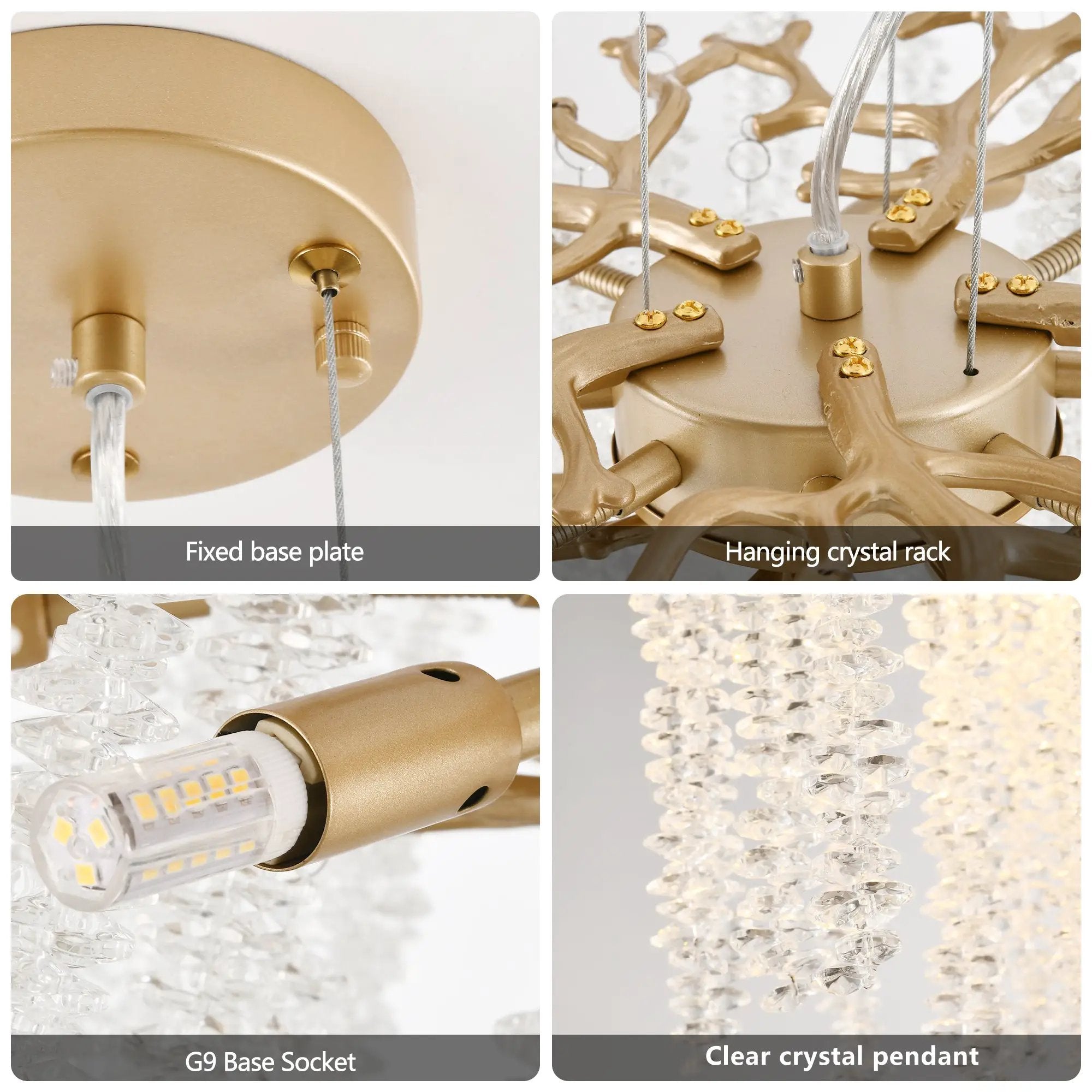 24-inch Modern Golden Pendant Light with Cascading Crystal Strands by HouseOfZazla