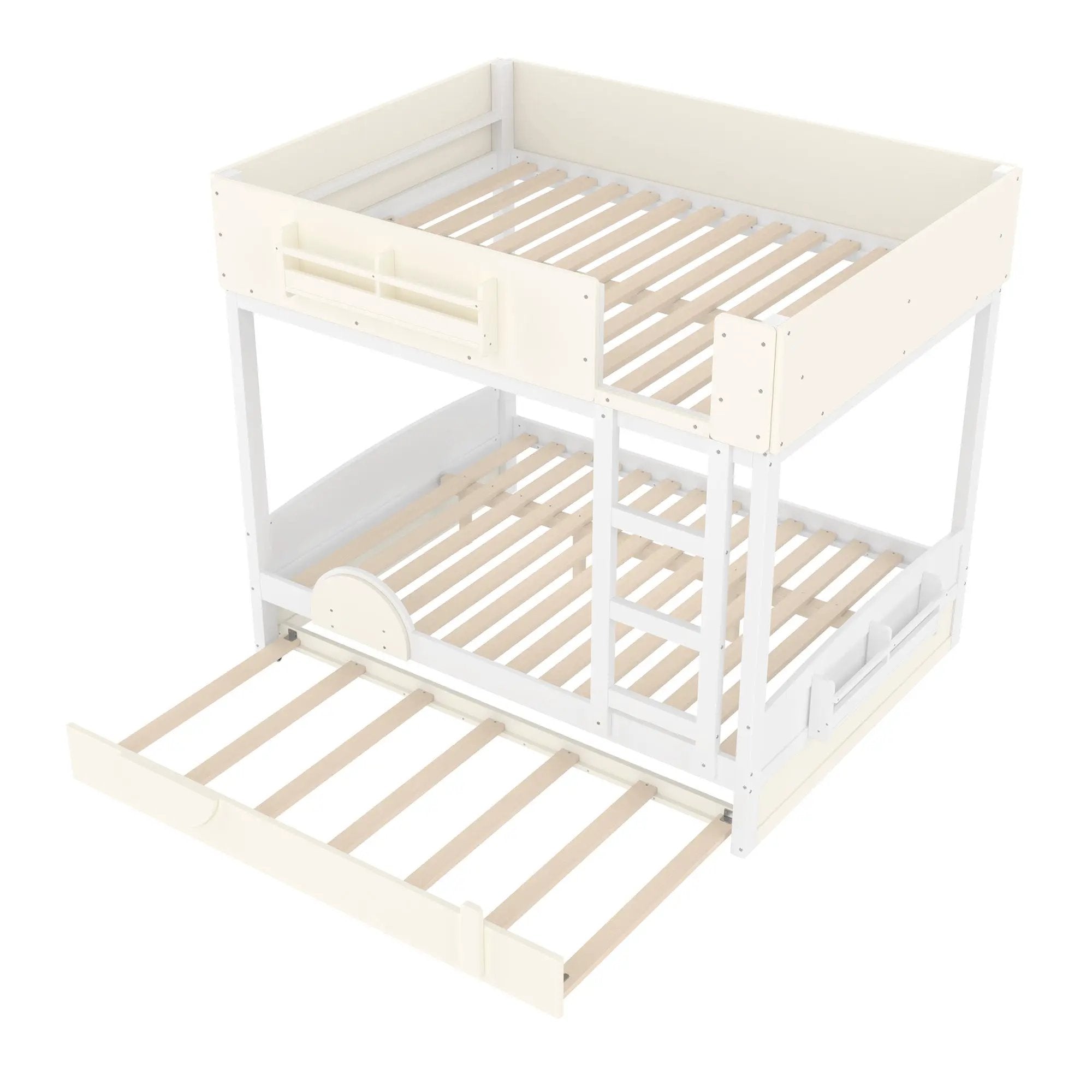 Full Bunk Bed with Trundle, Wood Bunk Bed Frame with Bookshelf by HouseOfZazla