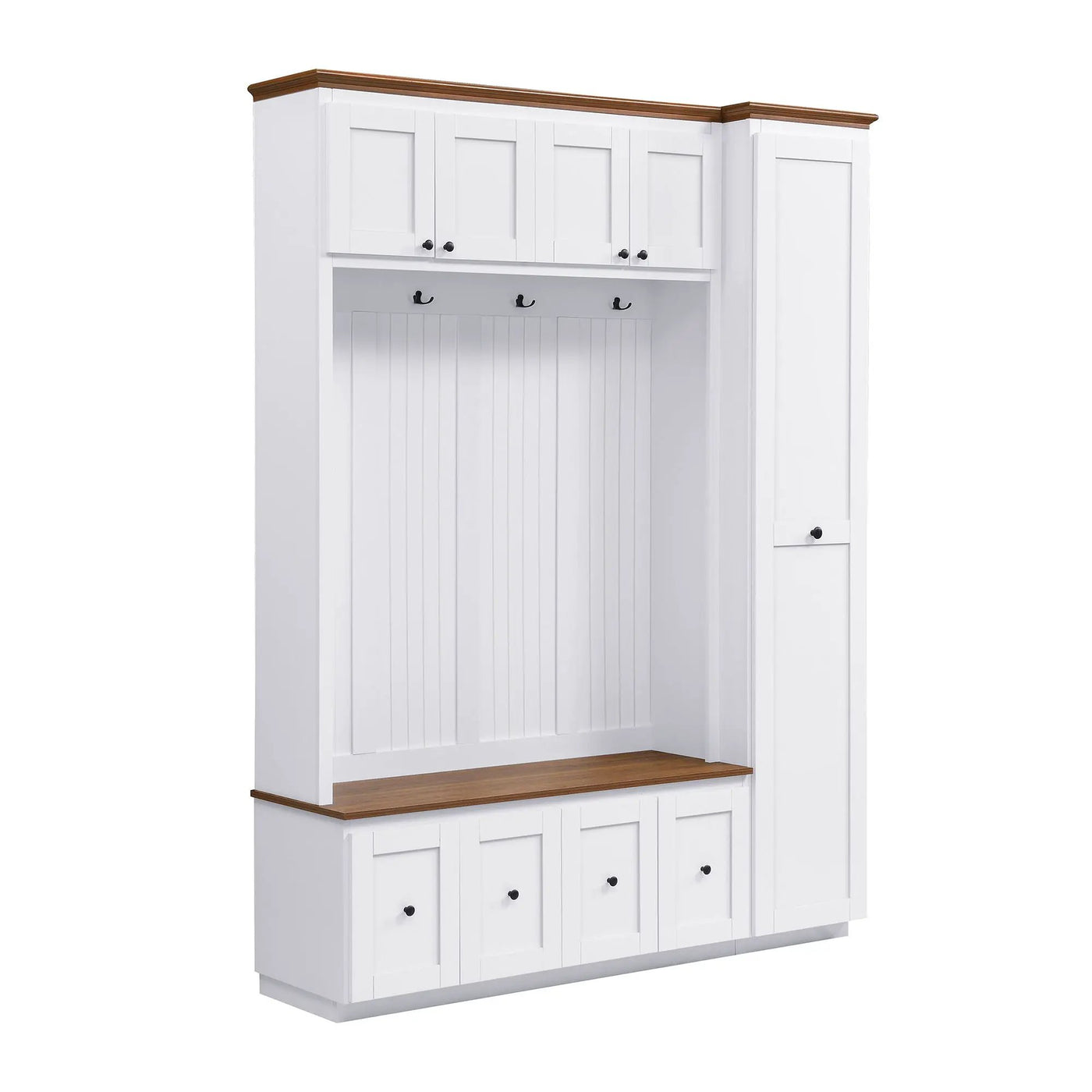 Entryway Hall Tree With Storage Bench, Coat Rack Shoe Bench With Cabinets by HouseOfZazla